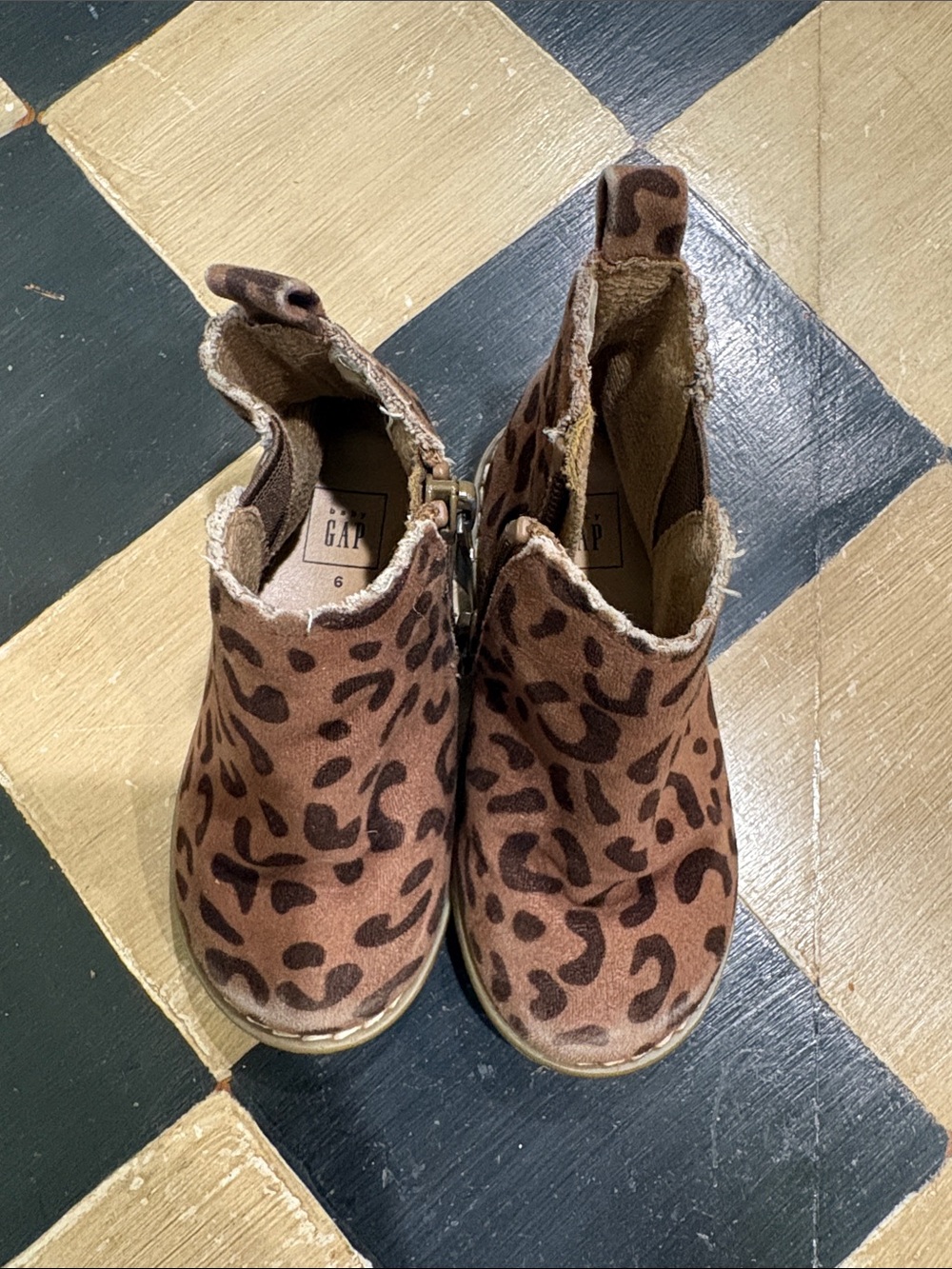GAP Toddler Leopard Print Ankle Boots in Brown